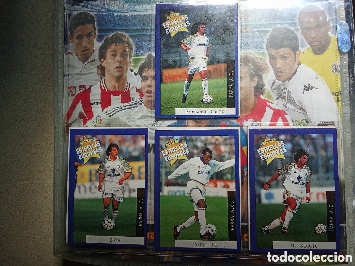 Cromos de F&uacute;tbol: PARMA COUTO, ZOLA, ASPRILLA Y BAGGIO PANINI ESTRELLAS EUROPEAS 1996 NUEVOS