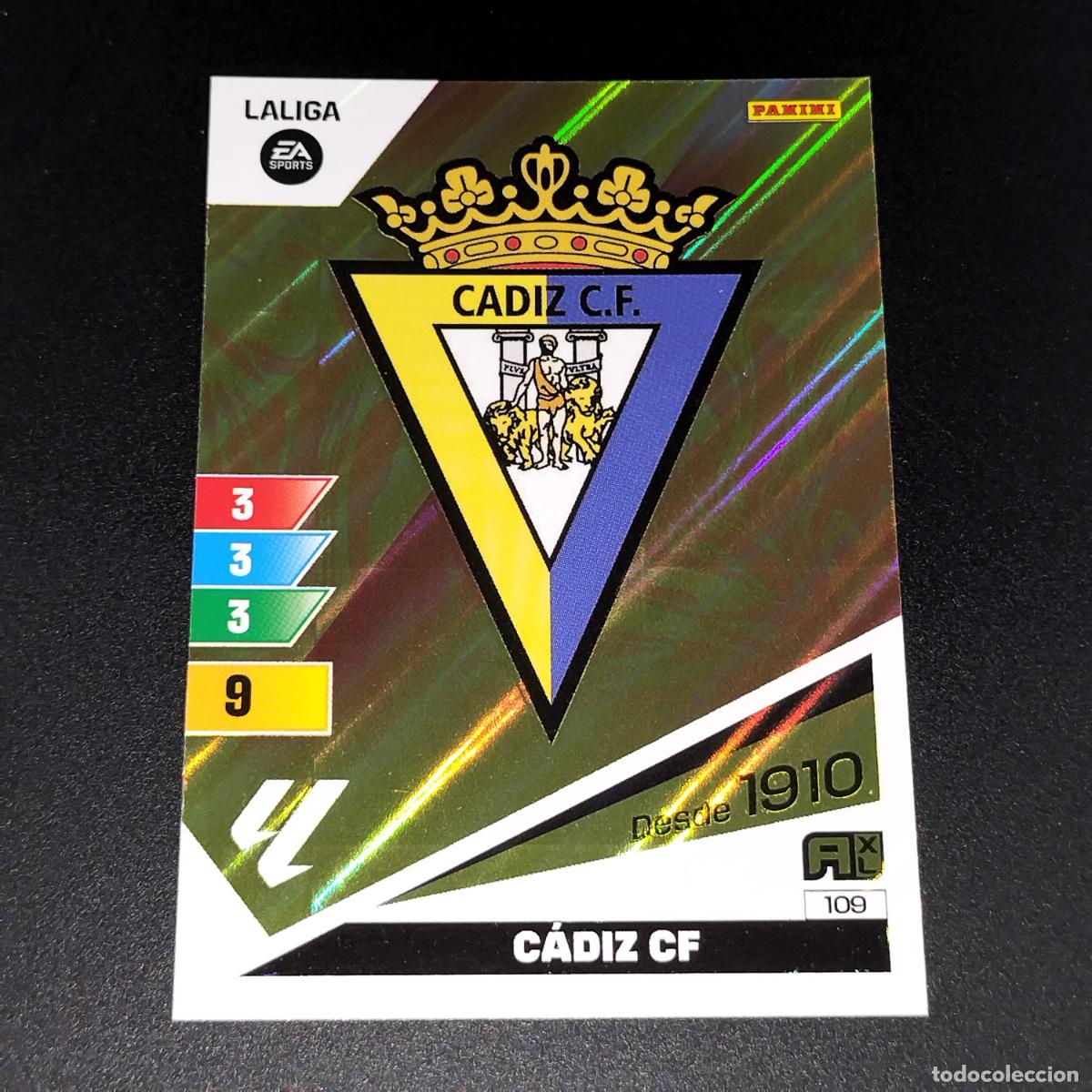 Cromos de F&uacute;tbol: 109 ESCUDO LOGO CADIZ CROMOS ADRENALYN XL LALIGA CARD 2023 2024 23 214 PANINI