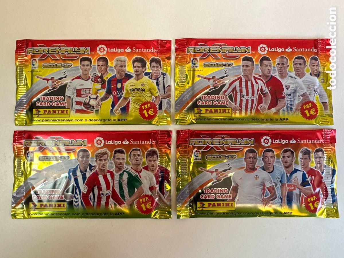 Cromos de F&uacute;tbol: LOS 4 SOBRES SIN ABRIR DE LOS 4 MODELOS DIFERENTES ADRENALYN 2016-2017 16 17 PANINI TRADING CARDS