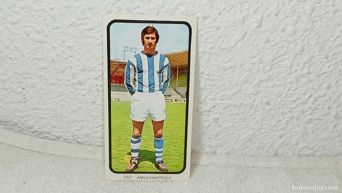 Figurine di Calcio: ANTIGUO CROMO N&ordm; 257 AMUCHASTEGUI REAL SOCIEDAD RUIZ ROMERO CAMPEONATOS NACIONALES FUTBOL 1973 - 74