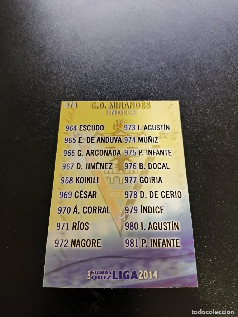 Cromos de F&uacute;tbol: 979 INDICE MIRANDES MUNDICROMO LIGA 2013 2014 13 14 PLATINUM PANINI ESTE