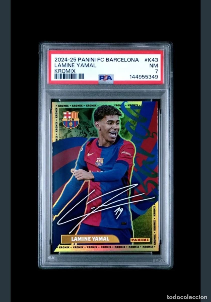 Cromos de F&uacute;tbol: PSA 7 KROMIX Panini club Lamine Yamal firmada ( serigraf&iacute;a )