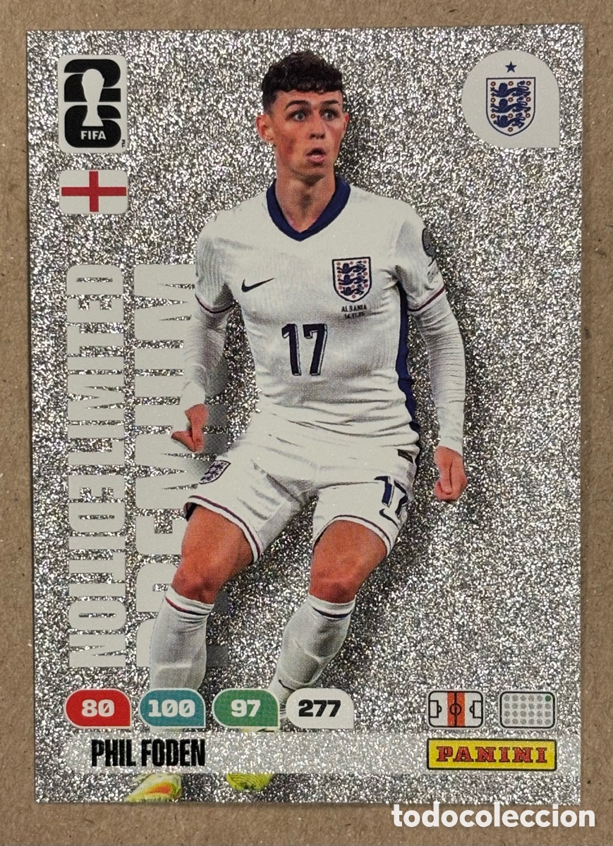 Cromos de F&uacute;tbol: PHIL FODEN (INGLATERRA). CARTA LIMITED EDITION PREMIUM PANINI ADRENALYN XL FIFA WORLD CUP 2026.