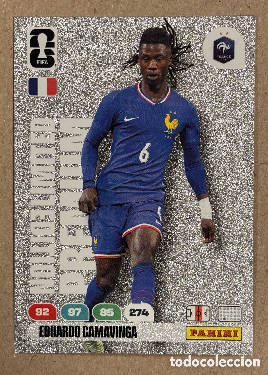 Cromos de F&uacute;tbol: EDUARDO CAMAVINGA (FRANCIA). CARTA LIMITED EDITION PREMIUM PANINI ADRENALYN XL FIFA WORLD CUP 2026