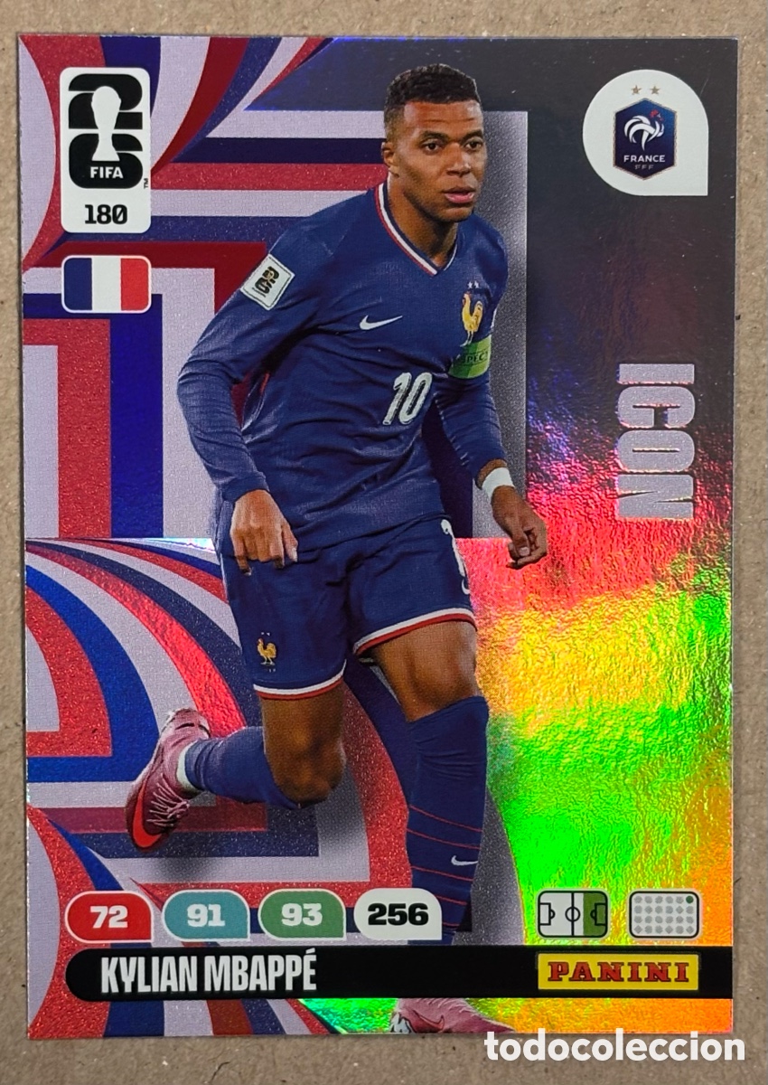 Cromos de F&uacute;tbol: KYLIAN MBAPP&Eacute; (FRANCIA). CARTA ICON PANINI FIFA WORLD CUP 2026 ANDRENALYN XL. #180.