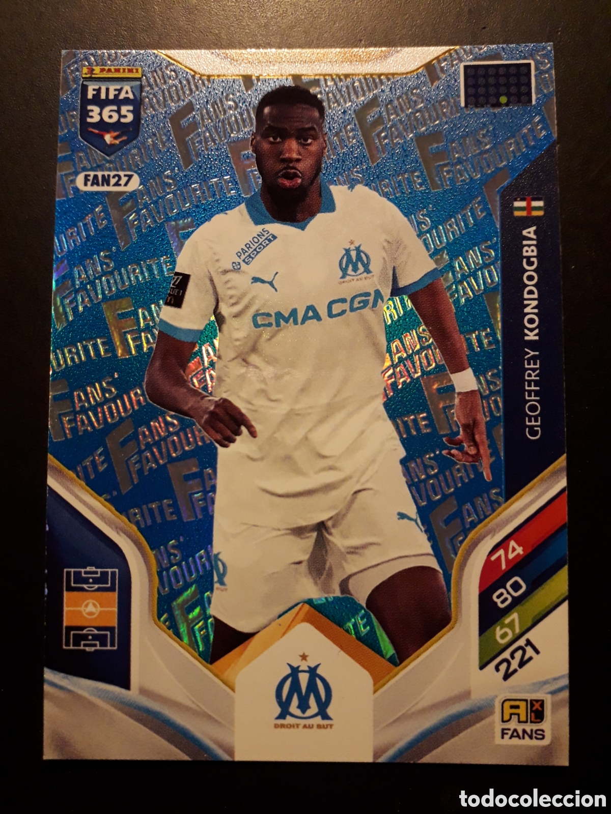 Cromos de F&uacute;tbol: KONDOGBIA OLYMPIC MARSELLA FAN27 BLUE FANS FAVOURITE ADRENALYN XL FIFA 365 PANINI 2026 PEDIDO M&Iacute;N 3&euro;