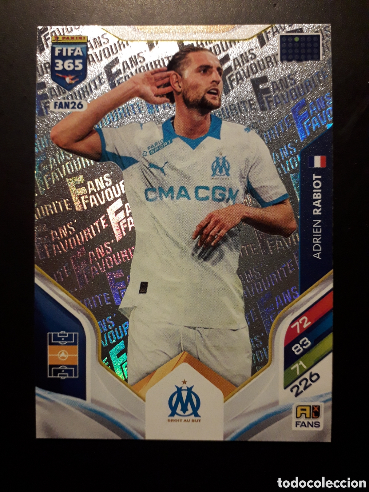 Cromos de F&uacute;tbol: RABIOT OLYMPIC DE MARSELLA FAN26 FANS FAVOURITE ADRENALYN XL FIFA 365 PANINI 2026 PEDIDO M&Iacute;NIMO 3&euro;.