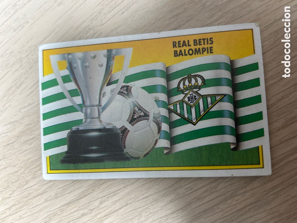 Cromos de F&uacute;tbol: ESCUDO Y BANDERA REAL BETIS BALOMPIE LIGA ESTE 1990 1991 90 91 NUNCA PEGADO SIN PEGAR