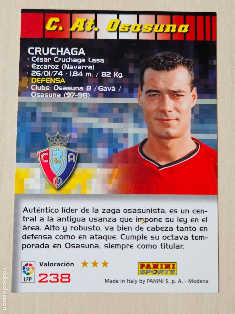Cromos de F&uacute;tbol: CROMO N&ordm; 238 CRUCHAGA - MEGACRACKS 2004 05 - OSASUNA