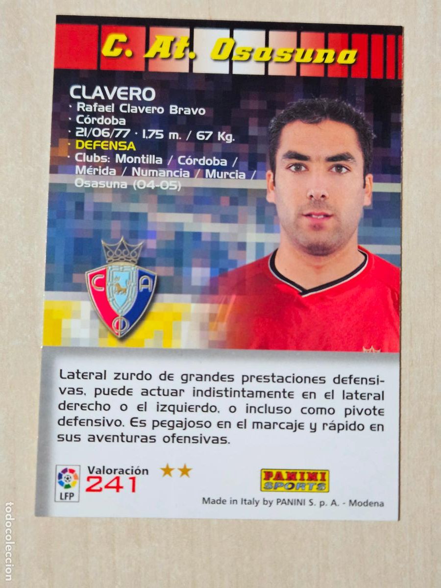 Cromos de F&uacute;tbol: CROMO N&ordm; 241 CLAVERO - MEGACRACKS 2004 05 - OSASUNA