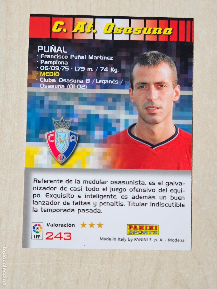 Cromos de F&uacute;tbol: CROMO N&ordm; 243 PU&Ntilde;AL - MEGACRACKS 2004 05 - OSASUNA