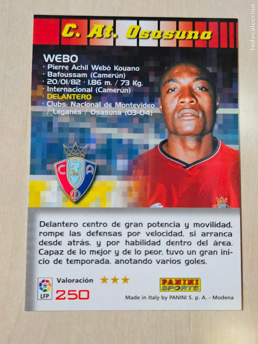 Cromos de F&uacute;tbol: CROMO N&ordm; 250 WEBO - MEGACRACKS 2004 05 - OSASUNA