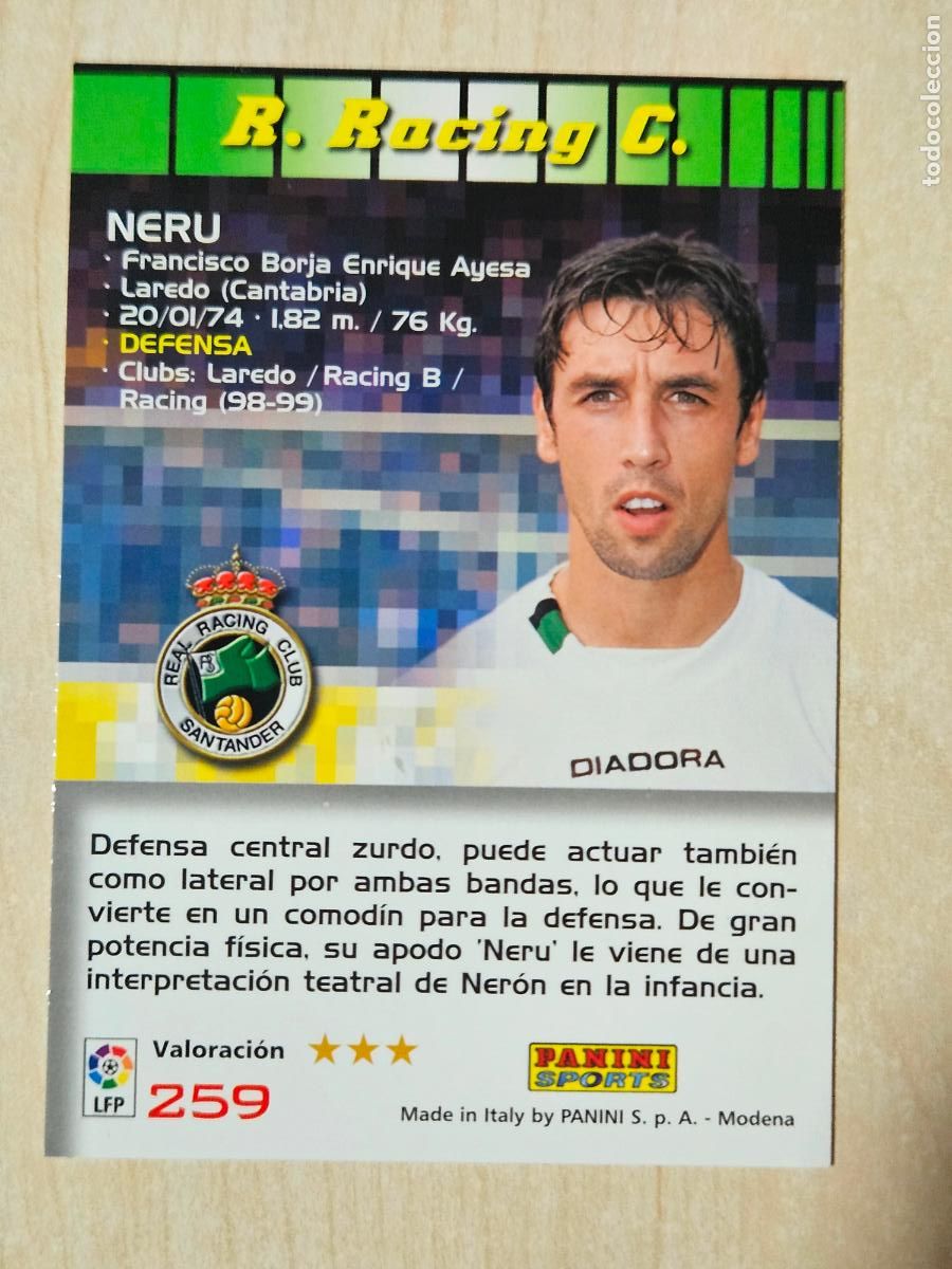 Cromos de F&uacute;tbol: CROMO N&ordm; 259 NERU - MEGACRACKS 2004 05 - RACING DE SANTANDER