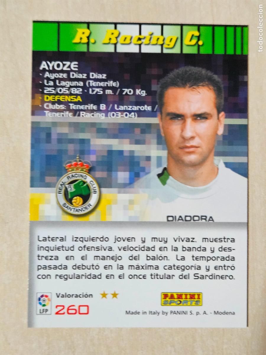 Cromos de F&uacute;tbol: CROMO N&ordm; 260 AYOZE - MEGACRACKS 2004 05 - RACING DE SANTANDER