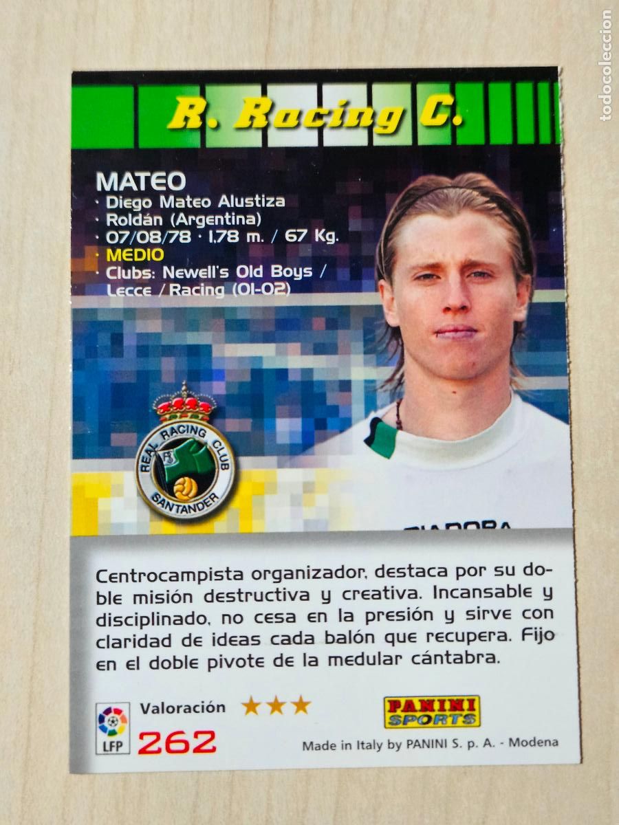 Cromos de F&uacute;tbol: CROMO N&ordm; 262 MATEO - MEGACRACKS 2004 05 - RACING DE SANTANDER