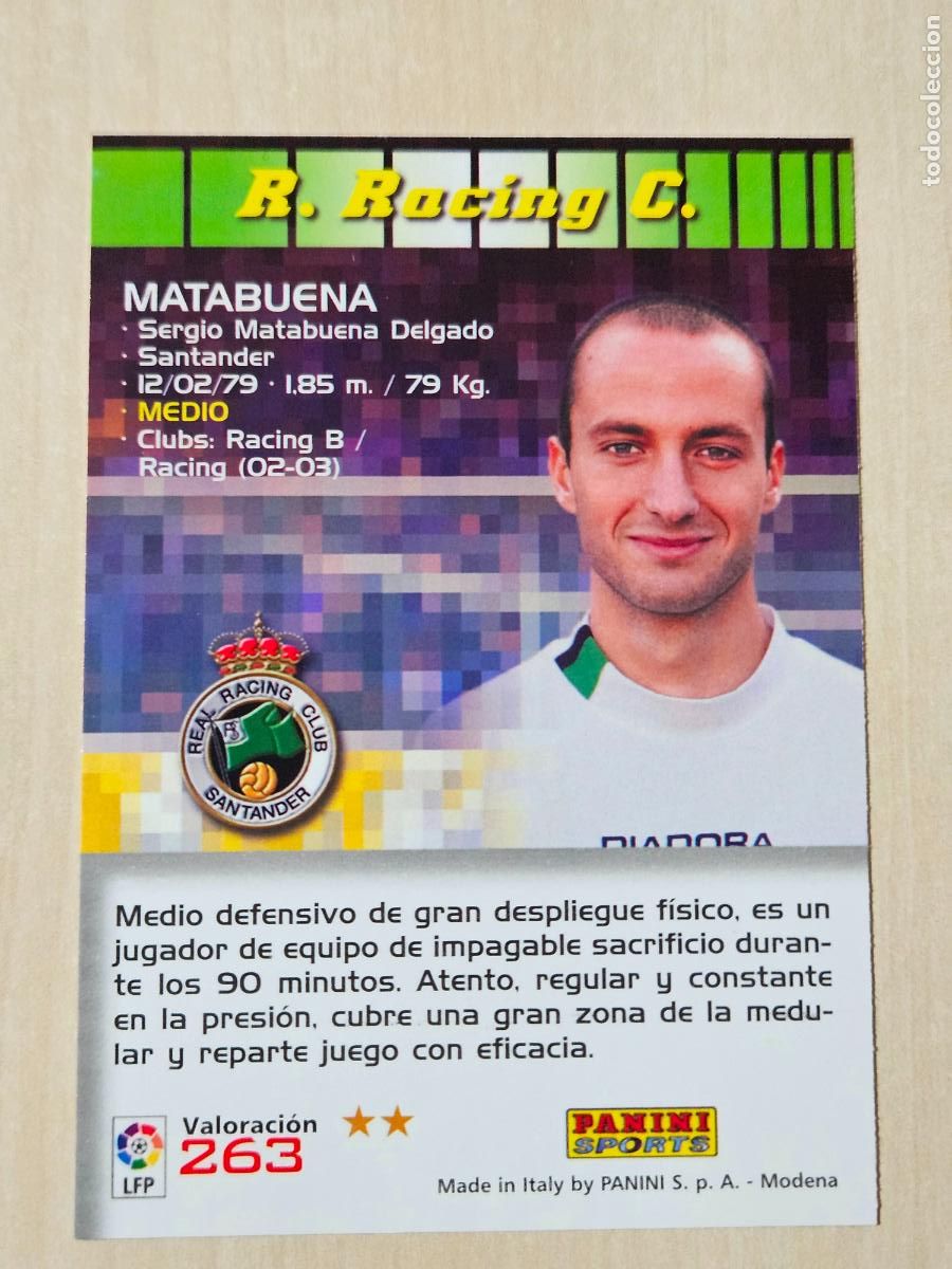 Cromos de F&uacute;tbol: CROMO N&ordm; 263 MATABUENA - MEGACRACKS 2004 05 - RACING DE SANTANDER