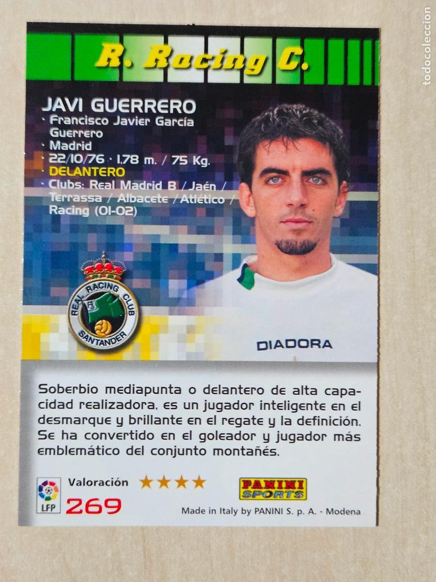 Cromos de F&uacute;tbol: CROMO N&ordm; 269 JAVI GUERRERO - MEGACRACKS 2004 05 - RACING DE SANTANDER