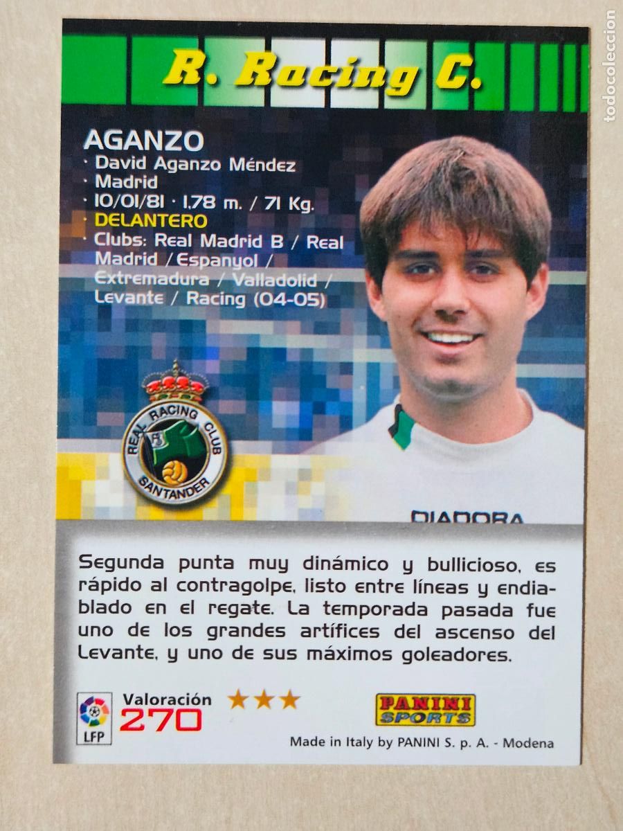 Cromos de F&uacute;tbol: CROMO N&ordm; 270 AYOZE - MEGACRACKS 2004 05 - RACING DE SANTANDER