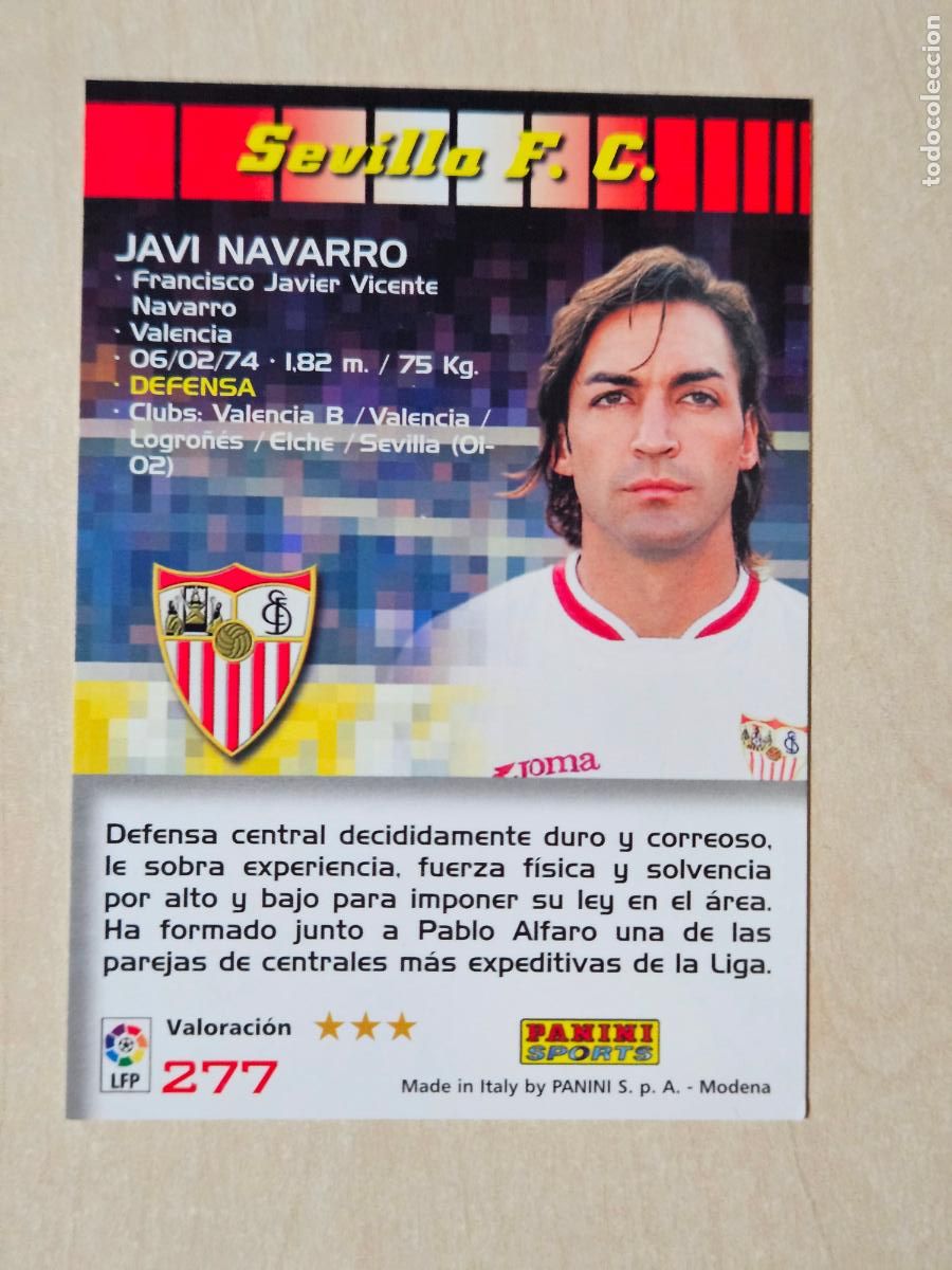 Cromos de F&uacute;tbol: CROMO N&ordm; 277 JAVI NAVARRO - MEGACRACKS 2004 05 - SEVILLA