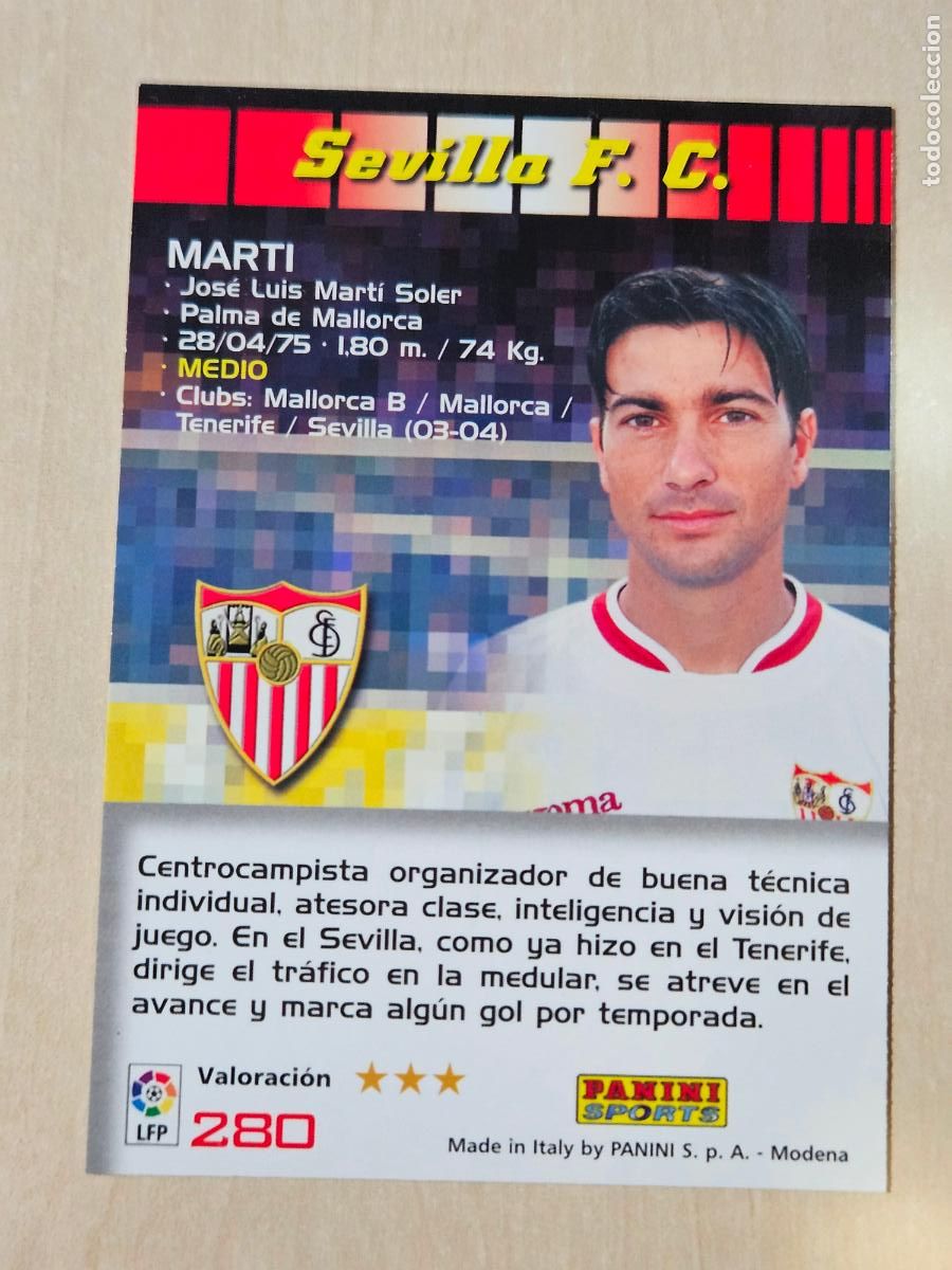 Cromos de F&uacute;tbol: CROMO N&ordm; 280 MARTI - MEGACRACKS 2004 05 - SEVILLA