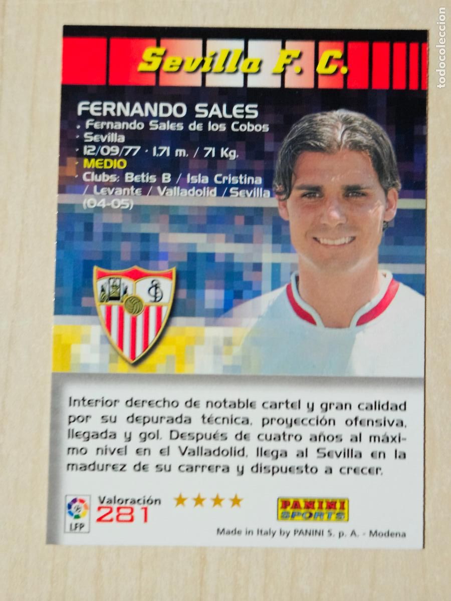 Cromos de F&uacute;tbol: CROMO N&ordm; 281 FERNANDO SALES - MEGACRACKS 2004 05 - SEVILLA