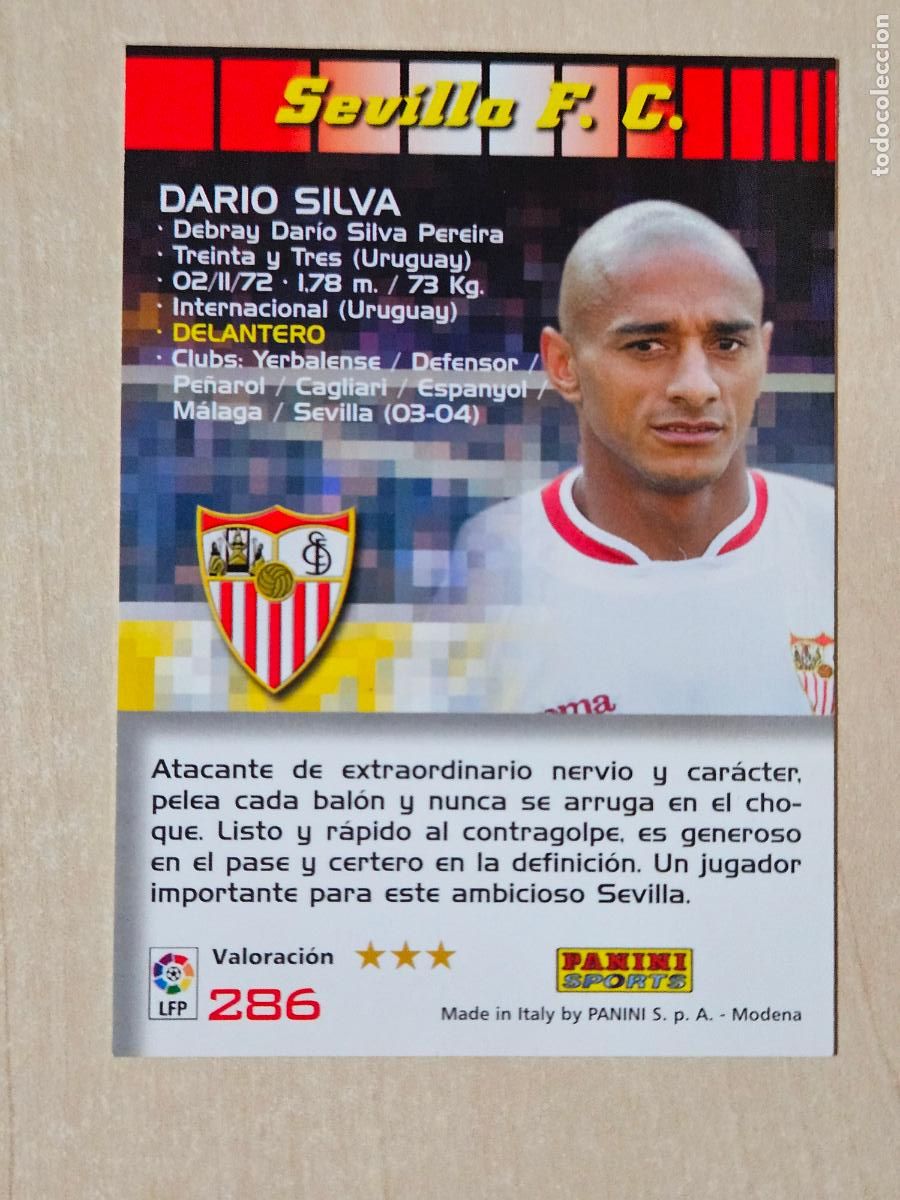 Cromos de F&uacute;tbol: CROMO N&ordm; 286 DARIO SILVA - MEGACRACKS 2004 05 - SEVILLA