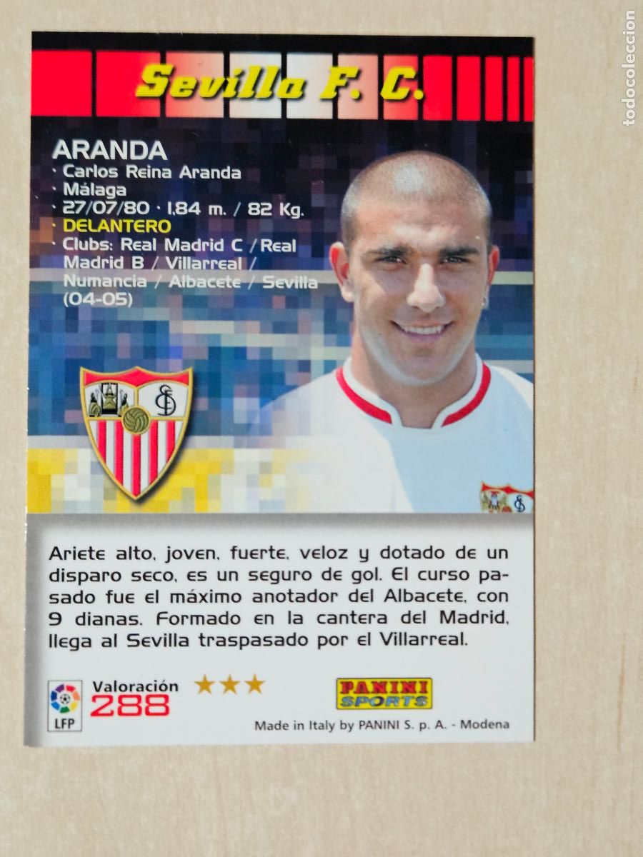 Cromos de F&uacute;tbol: CROMO N&ordm; 288 ARANDA - MEGACRACKS 2004 05 - SEVILLA