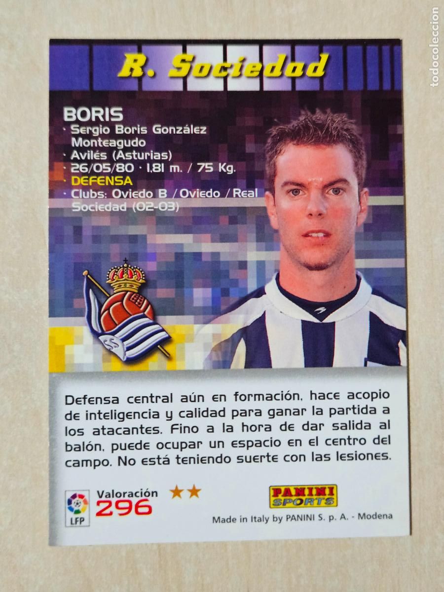 Cromos de F&uacute;tbol: CROMO N&ordm; 296 BORIS - MEGACRACKS 2004 05 - REAL SOCIEDAD