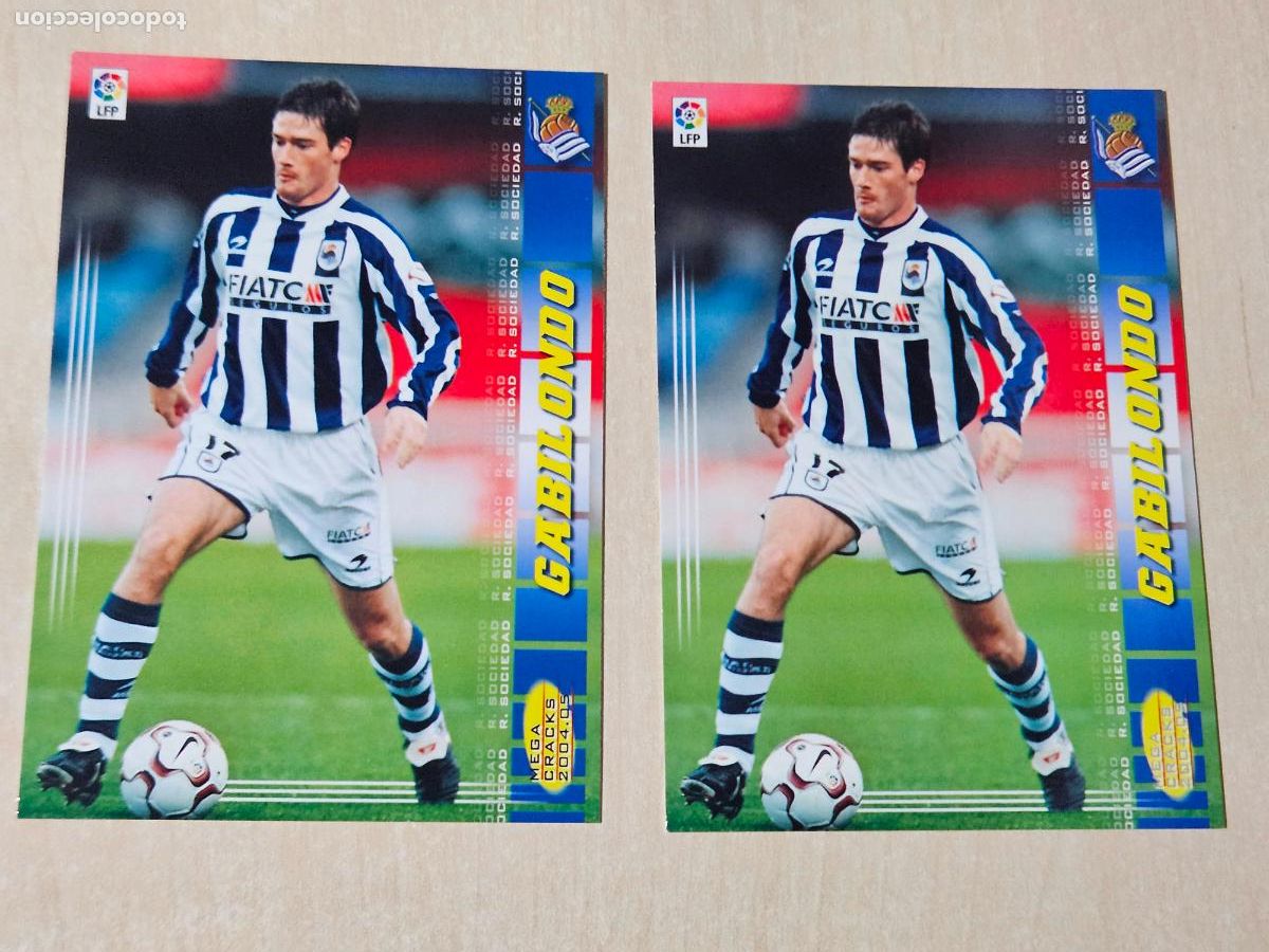 Cromos de F&uacute;tbol: CROMO N&ordm; 302 GABILONDO - MEGACRACKS 2004 05 - REAL SOCIEDAD DOBLO LOGO MEGAS GRIS Y NEGRO