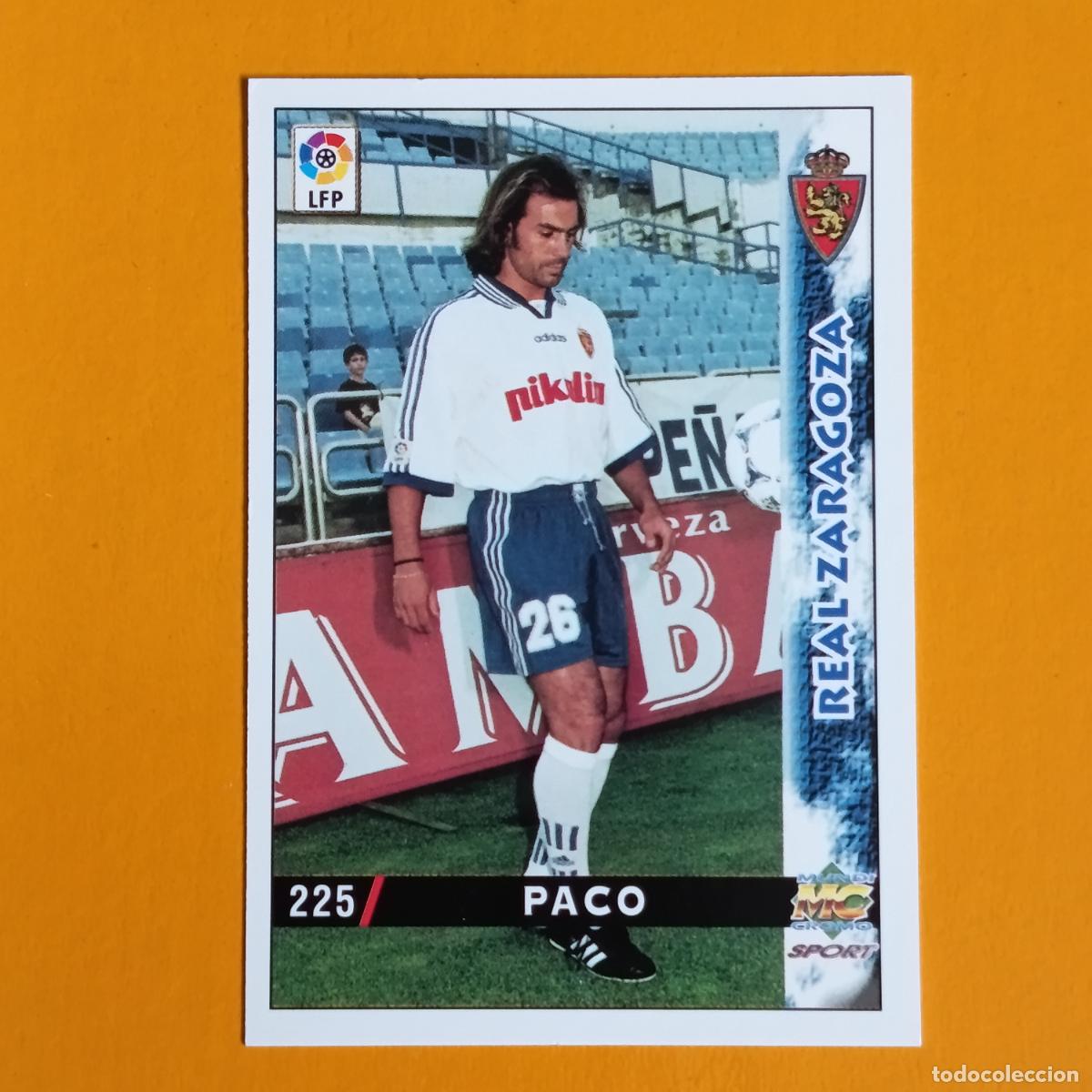 Football Stickers: 225 PACO. REAL ZARAGOZA. LAS FICHAS DE LA LIGA 98-99. MUNDICROMO