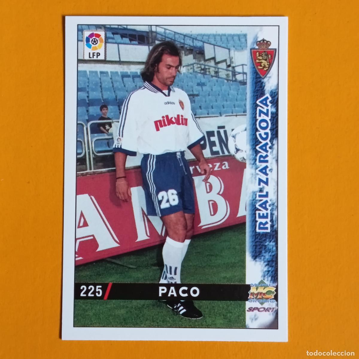 Football Stickers: 225 PACO. REAL ZARAGOZA. LAS FICHAS DE LA LIGA 98-99. MUNDICROMO