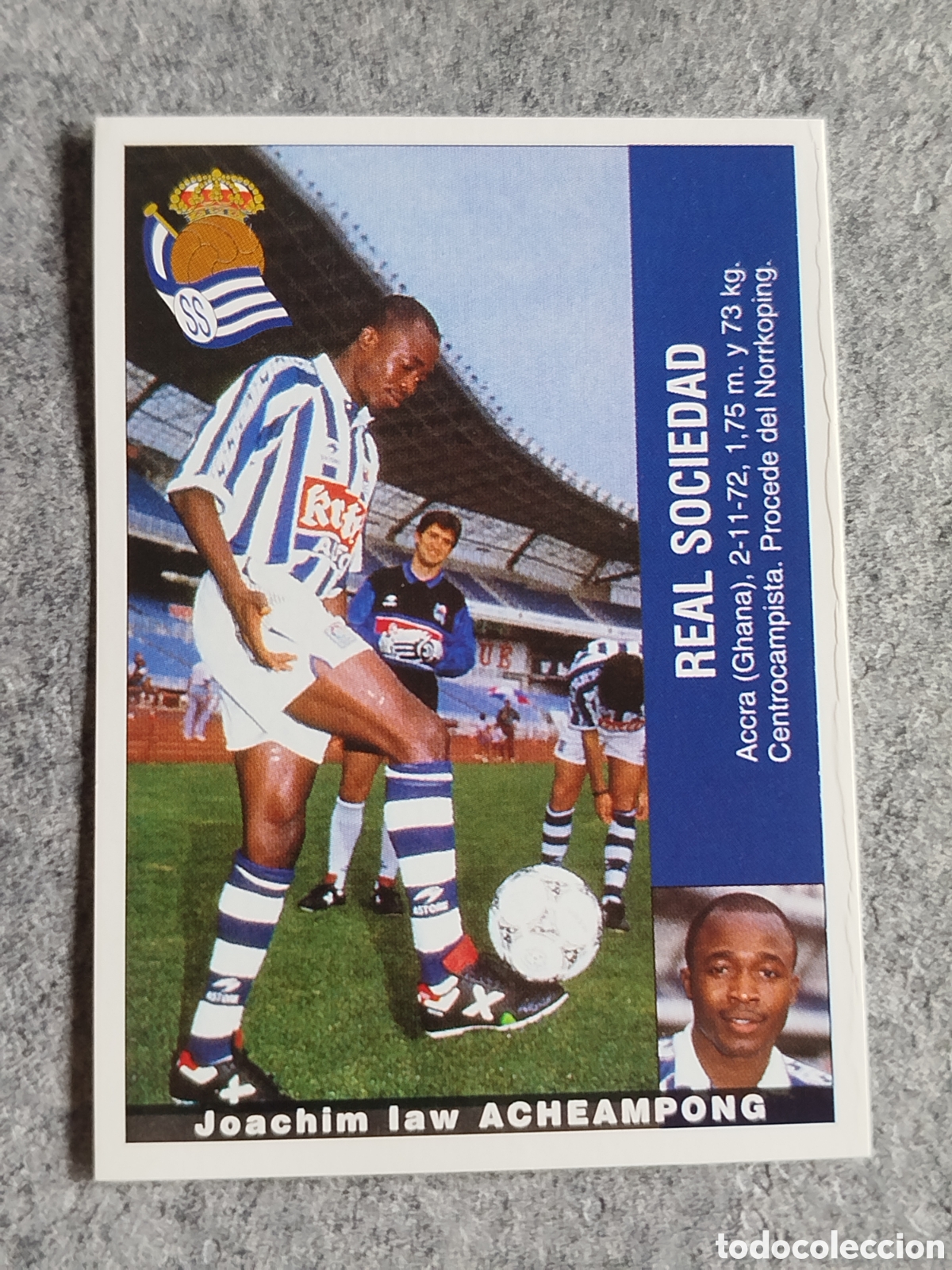 Football Stickers: CROMO ACHEAMPONG SOCIEDAD &Uacute;LTIMO FICHAJE 4 FICHAJES PANINI LIGA 1995 95 96 NUNCA PEGADO SIN PEGAR