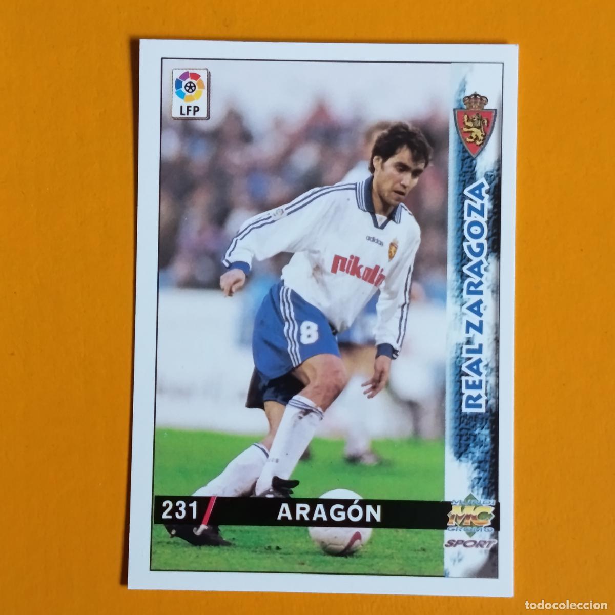 Football Stickers: 231 ARAG&Oacute;N. REAL ZARAGOZA. LAS FICHAS DE LA LIGA 98-99. MUNDICROMO