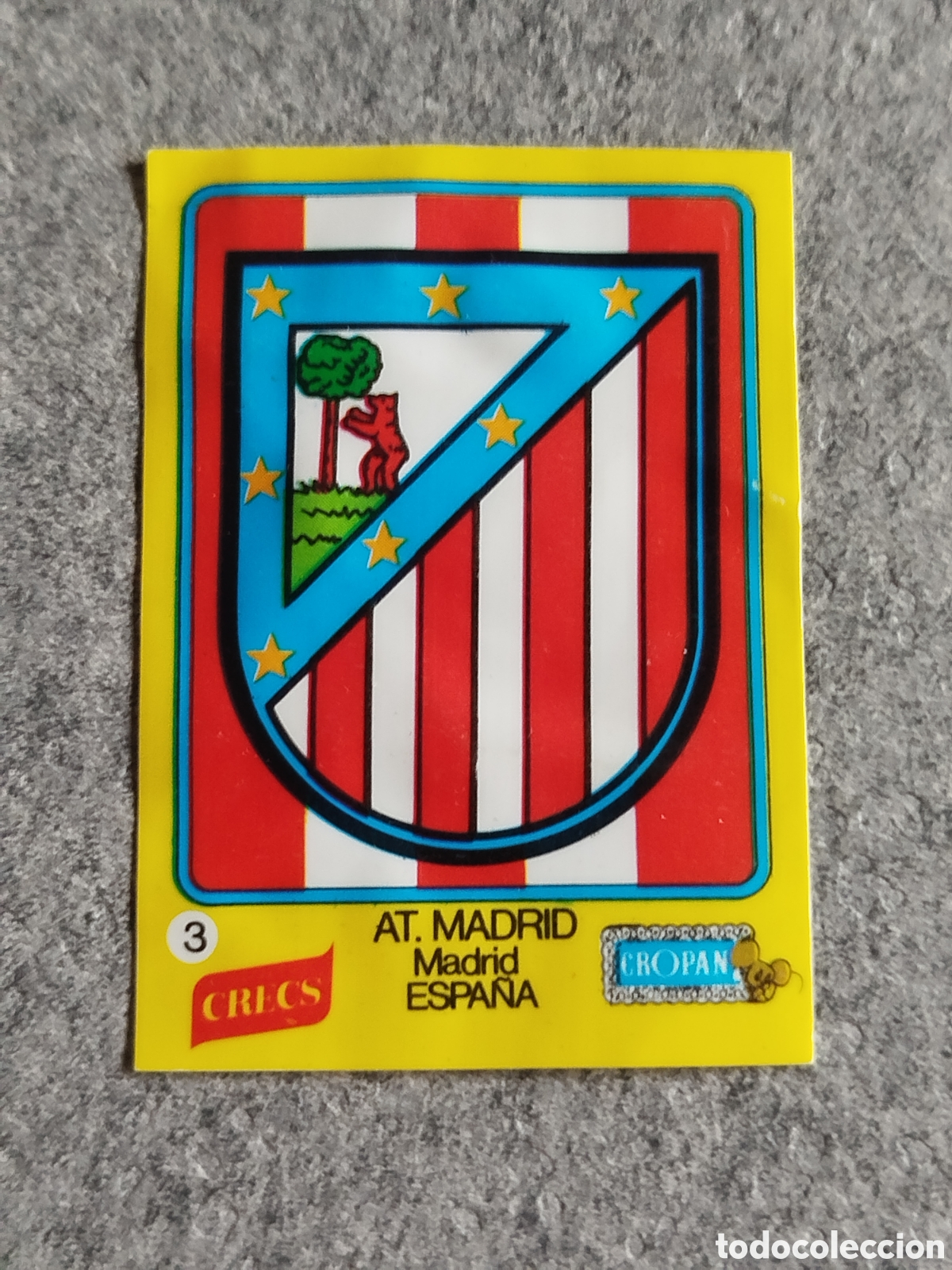 Cromos de F&uacute;tbol: CROPAN CRECS ESCUDO ATL&Eacute;TICO DE MADRID 3 CROMO PEGATINA