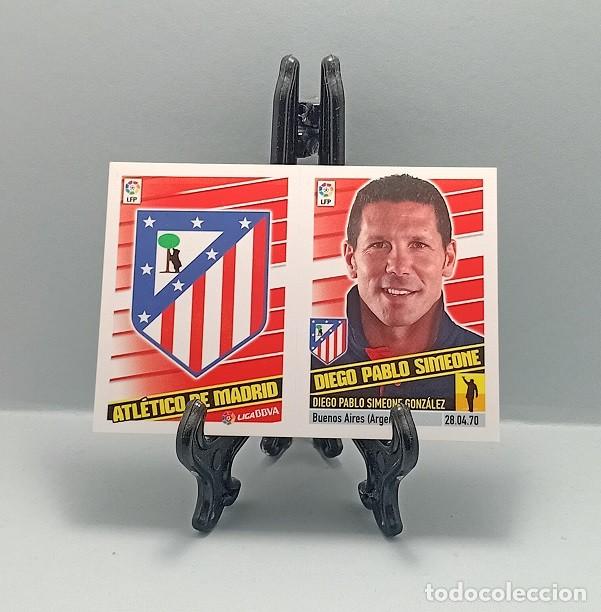 Cromos de Futebol: 3 ESCUDO + SIMEONE ATL&Eacute;TICO DE MADRID CROMO LIGA EDICIONES ESTE 2013 2014 13 14 NUEVO NUNCA PEGADO