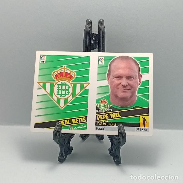 Cromos de F&uacute;tbol: 5 ESCUDO + PEPE MEL ENTRENADOR REAL BETIS CROMO LIGA EDICIONES ESTE 2013 2014 13 14 NUNCA PEGADO
