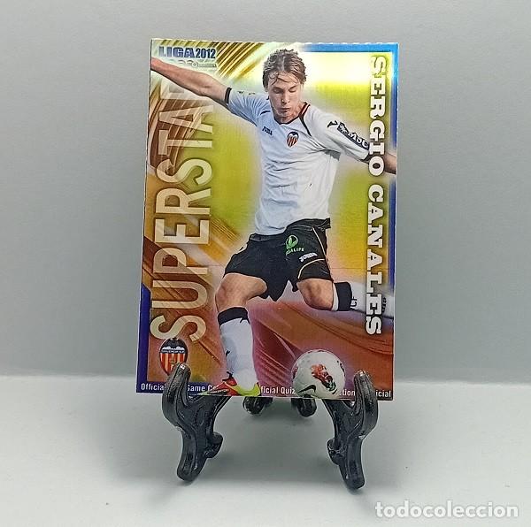 Cromos de F&uacute;tbol: 80 SERGIO CANALES VALENCIA CF QUIZ GAME COLLECTION MUNDICROMO 2011 2012 SUPERSTAR RAYAS HORIZONTALES