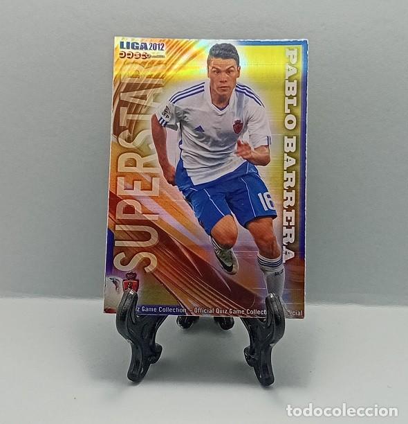 Cromos de F&uacute;tbol: 351 PABLO BARRERA REAL ZARAGOZA FICHA QUIZ GAME MUNDICROMO 2011 2012 SUPERSTAR RAYAS HORIZONTALES