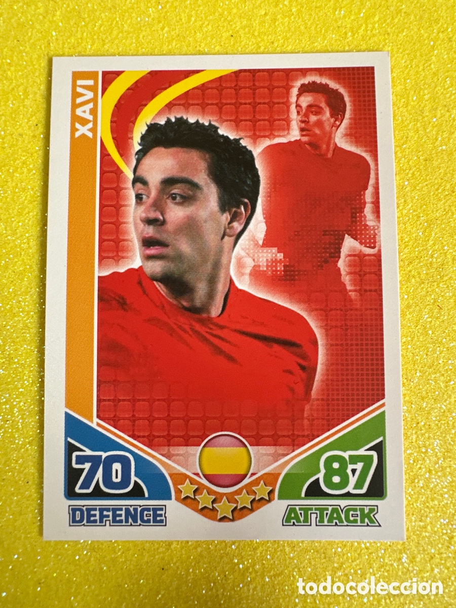 Cromos de F&uacute;tbol: XAVI (ESPA&Ntilde;A) BASE CARD TOPPS MATCH ATTAX SUDAFRICA 2010 TRADING CARD