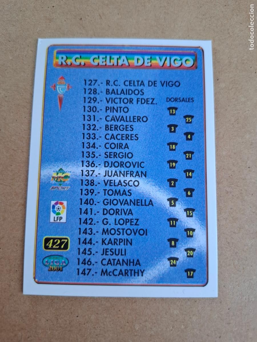 Figurine di Calcio: MUNDICROMO 2000 2001 00 01 - 427 &Iacute;NDICE R.C. CELTA / REAL OVIEDO