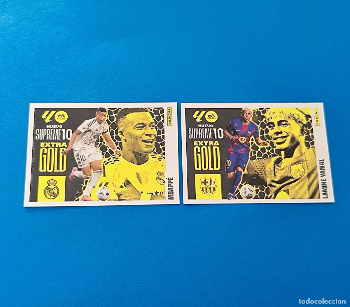 Cromos de F&uacute;tbol: Liga Este 2025 2026 / 25 26 Extra Gold Supreme 10 Lamine Yamal Barcelona - Mbapp&eacute; Real Madrid