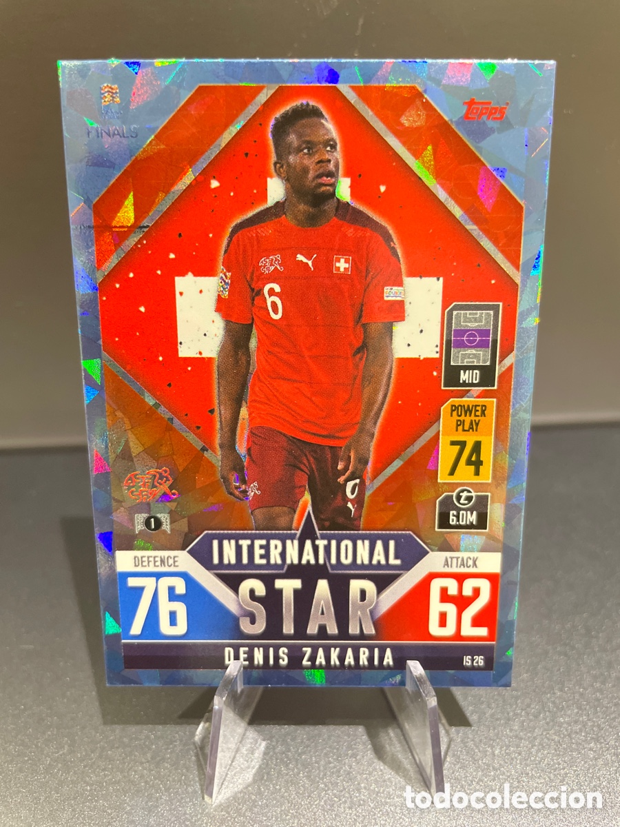 Cromos de F&uacute;tbol: Zakaria IS 26 Blue Prizm Topps Match Attax Road to Finals UEFA Nations League Suiza