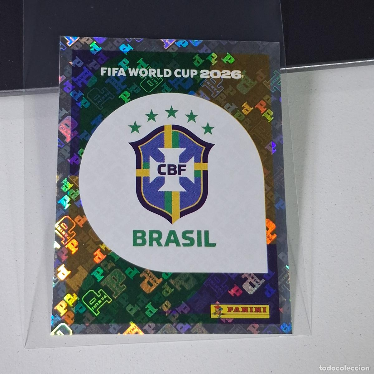 Cromos de F&uacute;tbol: A35 BRA 1 BRA1 LOGO BADGE ESCUDO BRAZIL BRASIL MUNDIAL FIFA WORLD CUP 2026 STICKER PANINI