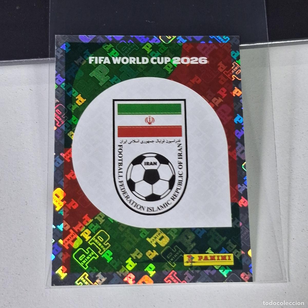 Cromos de F&uacute;tbol: A35 IRN 1 IRN1 ESCUDO LOGO BADGE IRAN IRAO MUNDIAL FIFA WORLD CUP 2026 STICKER PANINI