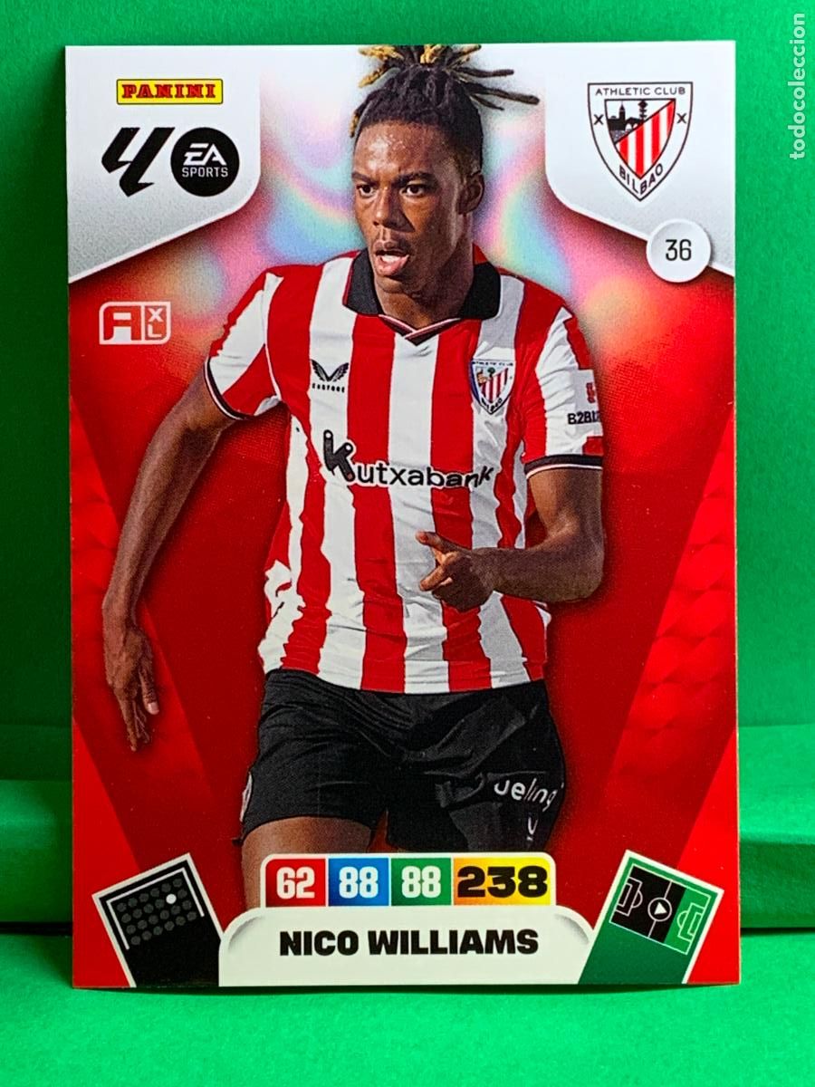 Cromos de F&uacute;tbol: 36 Nico Williams Athletic Club Base card ADRENALYN XL LIGA 2025/2026 25 26 PANINI