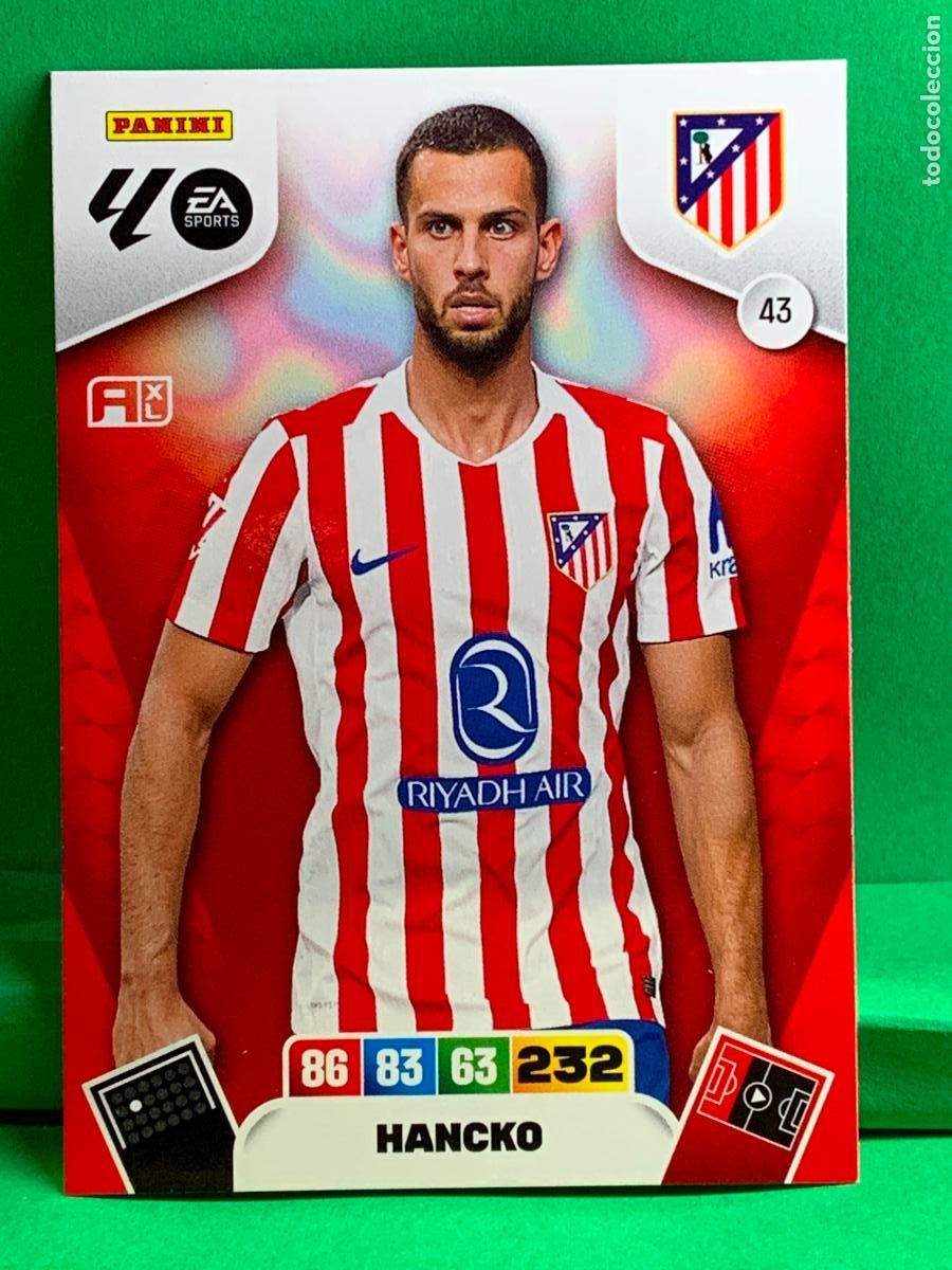 Cromos de F&uacute;tbol: 43 Hancko Atl&eacute;tico de Madrid Base card ADRENALYN XL LIGA 2025/2026 25 26 PANINI