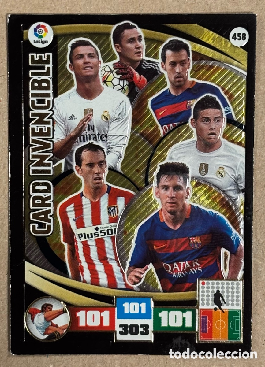 Cromos de F&uacute;tbol: CARD INVENCIBLE (MESSI, CRISTIANO RONALDO,..). CARTA PANINI ADRENALYN XL 2015/16. #458.