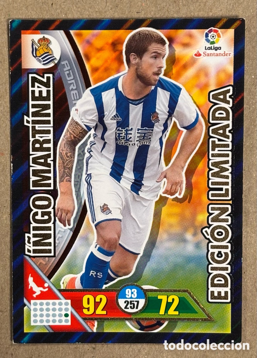 Cromos de F&uacute;tbol: I&Ntilde;IGO MART&Iacute;NEZ (REAL SOCIEDAD). CARTA PANINI ADRENALYN XL 2016/17.