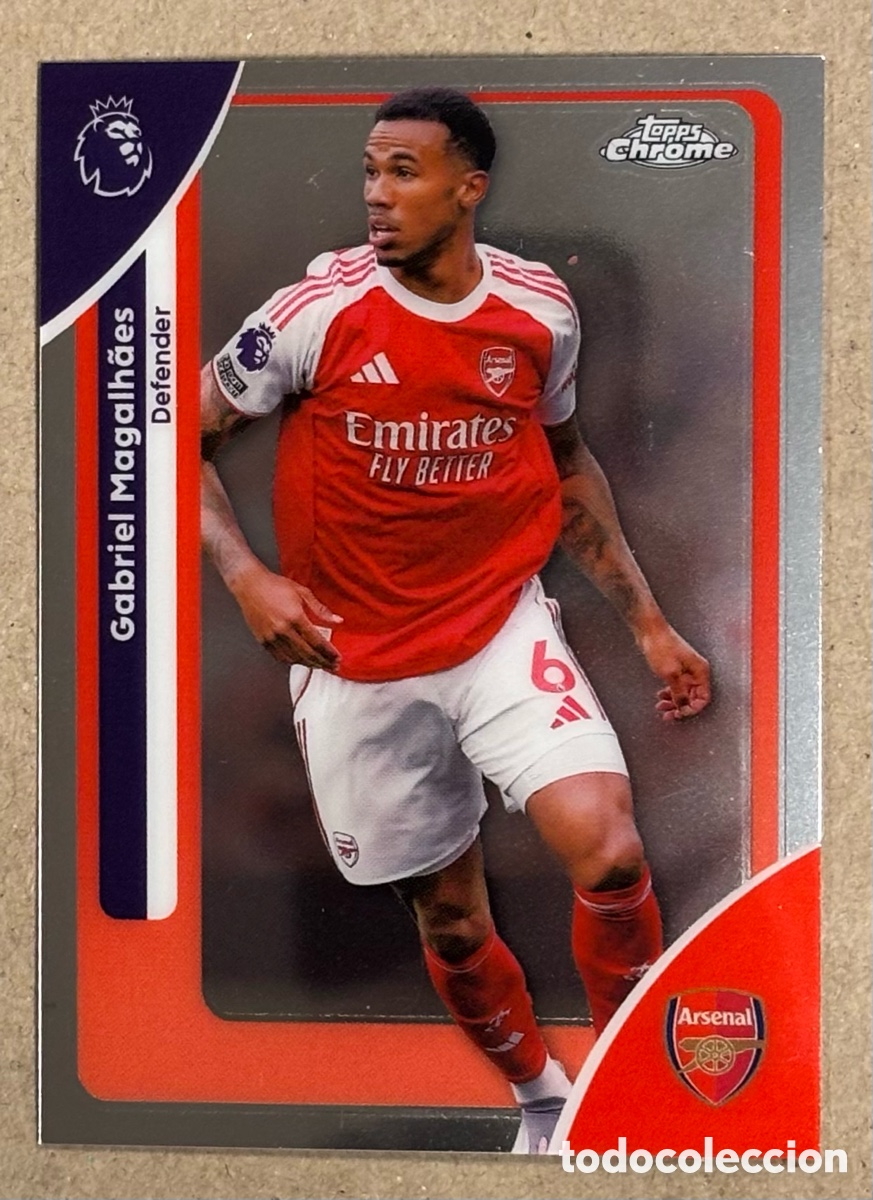 Cromos de F&uacute;tbol: GABRIEL MAGALHAES (ARSENAL). CARTA TOPPS CHROME PREMIER LEAGUE 2026. #16.