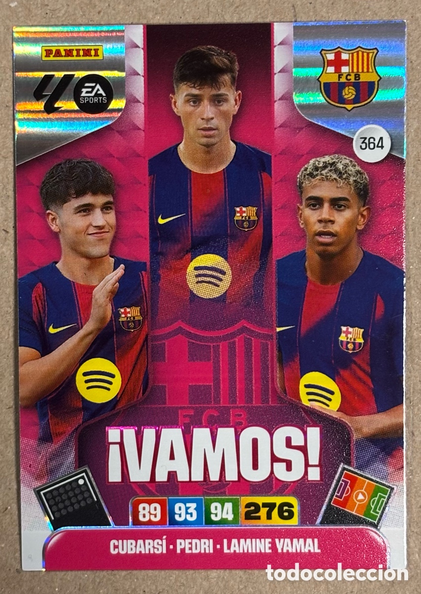 Cromos de F&uacute;tbol: LAMINE YAMAL - PEDRI - CUBARS&Iacute; (FC BARCELONA). CARTA &iexcl;VAMOS! PANINI ADRENALYN XL 2025/26.